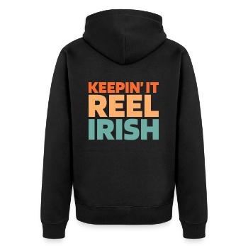 Irish Dance Irischer Tanz - Unisex Premium Bio Zip Hoodie - Schwarz - Hinten - Nico (187cm)