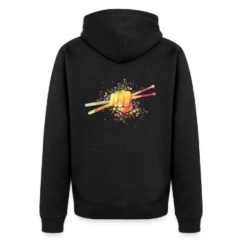 Drums Drums Drumstick Drummer Music Band Rock - Unisex Premium Organic Zip Hoodie - black - Back - Nico (187cm)