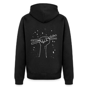 Tambours Tambours Baguette Batteur Musique Groupe Rock - Veste à capuche bio Premium Unisexe - noir - Dos - Nico (187cm)