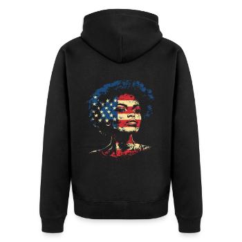 Afro Heritage États-Unis Drapeau Noir Histoire Art - Veste à capuche bio Premium Unisexe - noir - Dos - Nico (187cm)