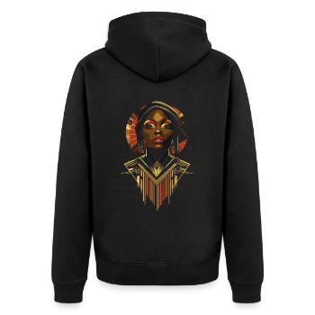 Futuristic Black History Month Heritage Design - Unisex Premium Organic Zip Hoodie - black - Back - Nico (187cm)