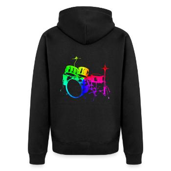 Drums Drums Drumstick Drummer Music Band Rock - Unisex Premium Organic Zip Hoodie - black - Back - Nico (187cm)