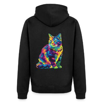 Tabby Katze Orange Katze Popart - Unisex Premium Bio Zip Hoodie - Schwarz - Hinten - Nico (187cm)