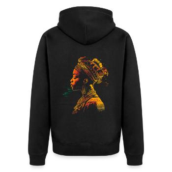 Heritage Afro American Black History Art - Unisex Premium Organic Zip Hoodie - black - Back - Nico (187cm)