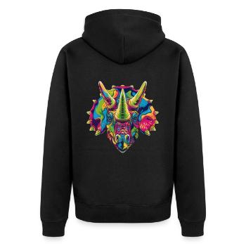 Triceratops Dinosaurier Popart - Unisex Premium Bio Zip Hoodie - Schwarz - Hinten - Nico (187cm)