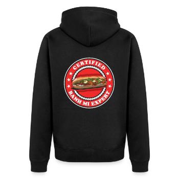Banh Mi Experte Bánh Mì Geschenk - Unisex Premium Bio Zip Hoodie - Schwarz - Hinten - Nico (187cm)