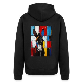 Esel - Unisex Premium Bio Zip Hoodie - Schwarz - Hinten - Nico (187cm)