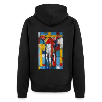 Elefant - Unisex Premium Bio Zip Hoodie - Schwarz - Hinten - Nico (187cm)