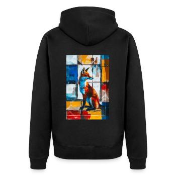 Fuchs - Unisex Premium Bio Zip Hoodie - Schwarz - Hinten - Nico (187cm)