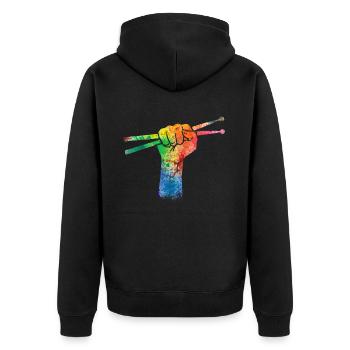Drums Drums Drumstick Drummer Music Band Rock - Unisex Premium Organic Zip Hoodie - black - Back - Nico (187cm)