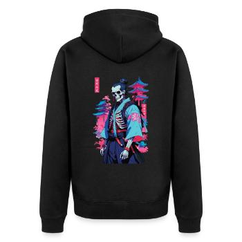 Oni Skeleton Samurai Vaporwave Aesthetic - Unisex Premium Organic Zip Hoodie - black - Back - Nico (187cm)