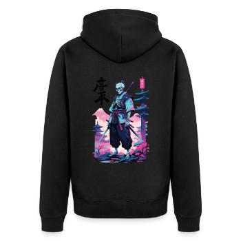 Oni Skeleton Samurai Vaporwave Aesthetic - Unisex Premium Organic Zip Hoodie - black - Back - Nico (187cm)
