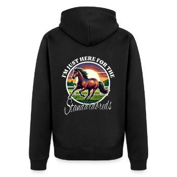 Lustige Traber Sprüche - Unisex Premium Bio Zip Hoodie - Schwarz - Hinten - Nico (187cm)