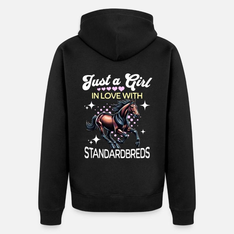 Traber Mädchen Standardbred - Unisex Premium Bio Zip Hoodie - Schwarz
