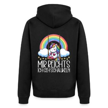 J’en ai assez, je vais me balancer, licorne drôle - Veste à capuche bio Premium Unisexe - noir - Dos - Nico (187cm)
