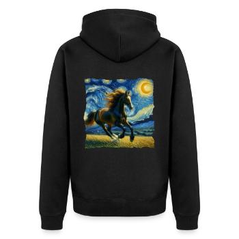 Traber Starry Night - Unisex Premium Bio Zip Hoodie - Schwarz - Hinten - Nico (187cm)