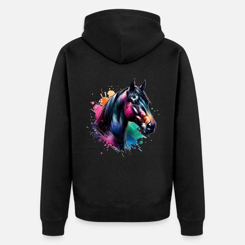 Cheval motif trotteur - Veste à capuche bio Premium Unisexe - noir