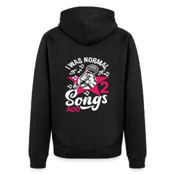 Ich War Vor 2 Liedern Normal - Unisex Premium Bio Zip Hoodie - Schwarz - Hinten - Nico (187cm)