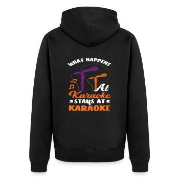 Was Bei Karaoke Passiert Bleibt Bei Karaoke - Unisex Premium Bio Zip Hoodie - Schwarz - Hinten - Nico (187cm)