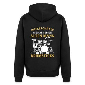 Drums Drums Drumstick Drummer Music Band Rock - Unisex Premium Organic Zip Hoodie - black - Back - Nico (187cm)