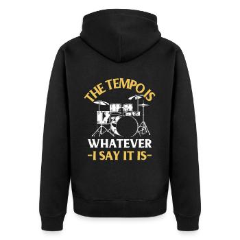 Schlagzeug Drums Drumstick Drummer Musik Band Rock - Unisex Premium Bio Zip Hoodie - Schwarz - Hinten - Nico (187cm)