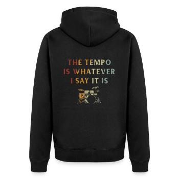 Schlagzeug Drums Drumstick Drummer Musik Band Rock - Unisex Premium Bio Zip Hoodie - Schwarz - Hinten - Nico (187cm)