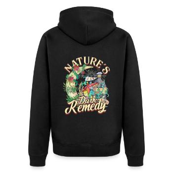 Apotheker Kräutersammler Natures Dark Remedy - Unisex Premium Bio Zip Hoodie - Schwarz - Hinten - Nico (187cm)