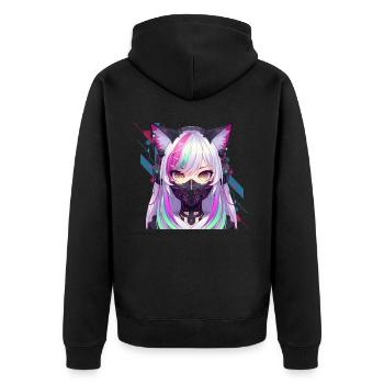 Japonais Manga Anime Esthétique Cyberpunk Techwear - Veste à capuche bio Premium Unisexe - noir - Dos - Nico (187cm)