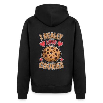 Cookies Saying Chocolate Cookies Funny Cookie Gift - Unisex Premium Organic Zip Hoodie - black - Back - Nico (187cm)