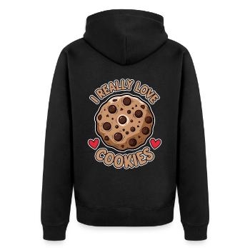 Cookies Saying Chocolate Cookies Funny Cookie Gift - Unisex Premium Organic Zip Hoodie - black - Back - Nico (187cm)