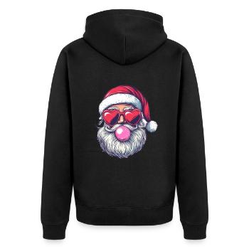 Père Noël drôle avec des lunettes en forme de cœur et du chewing-gum - Veste à capuche bio Premium Unisexe - noir - Dos - Nico (187cm)