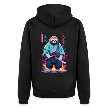 Esthétique Samouraï Paresseux Style Vaporwave - Veste à capuche bio Premium Unisexe - noir - Dos - Nico (187cm)