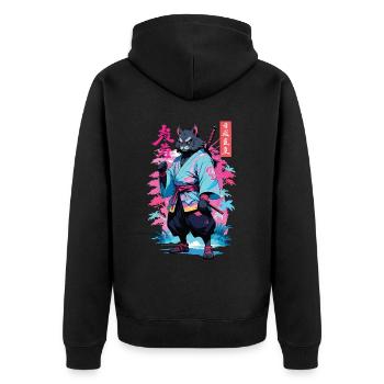 Tanuki Yokai Vaporwave Esthétique Art des samouraïs - Veste à capuche bio Premium Unisexe - noir - Dos - Nico (187cm)