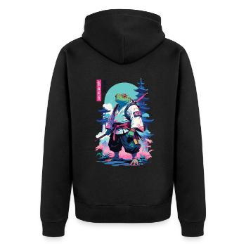Grenouille samouraï Esthétique Style Vaporwave - Veste à capuche bio Premium Unisexe - noir - Dos - Nico (187cm)