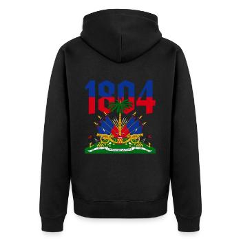 Haiti Haitianer Karibik Urlaub - Unisex Premium Bio Zip Hoodie - Schwarz - Hinten - Nico (187cm)
