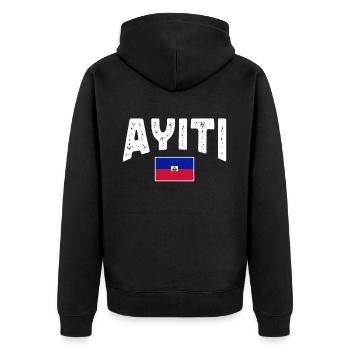 Haiti Haitianer Karibik Urlaub - Unisex Premium Bio Zip Hoodie - Schwarz - Hinten - Nico (187cm)