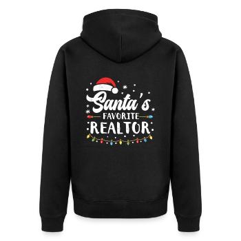 Immobilienmakler - Unisex Premium Bio Zip Hoodie - Schwarz - Hinten - Nico (187cm)