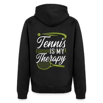 Funny Tennis Player Racket Tennis - Unisex Premium Bio Zip Hoodie - Schwarz - Hinten - Nico (187cm)