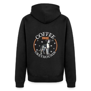 Kaffee und Greyhound - Unisex Premium Bio Zip Hoodie - Schwarz - Hinten - Nico (187cm)