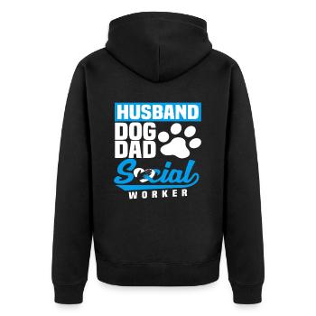 Husband Dog Dad Social Worker - Unisex Premium Organic Zip Hoodie - black - Back - Nico (187cm)