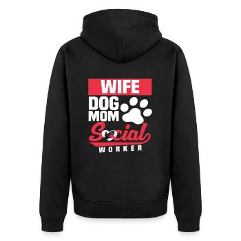 Wife Dog Mom Social Worker - Unisex Premium Organic Zip Hoodie - black - Back - Nico (187cm)