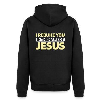 Christ Christentum - Unisex Premium Bio Zip Hoodie - Schwarz - Hinten - Nico (187cm)