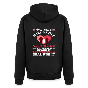 You can't scare me I'm - Unisex Premium Organic Zip Hoodie - black - Back - Nico (187cm)