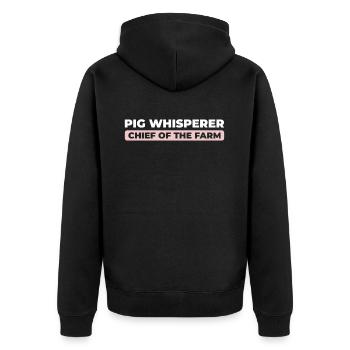 Schwein Schweinebauer Chef Der Farm - Unisex Premium Bio Zip Hoodie - Schwarz - Hinten - Nico (187cm)