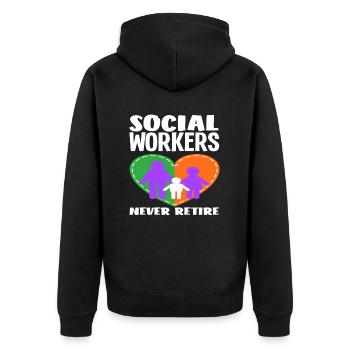 Les travailleurs sociaux ne s’arrêtent jamais - Veste à capuche bio Premium Unisexe - noir - Dos - Nico (187cm)