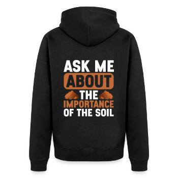 Bodenwissenschaftler Soil Science - Unisex Premium Bio Zip Hoodie - Schwarz - Hinten - Nico (187cm)