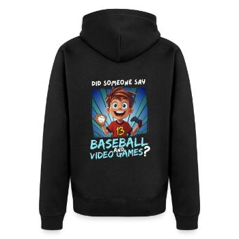 13e anniversaire de baseball et de jeux pour les jeunes de 13 ans - Veste à capuche bio Premium Unisexe - noir - Dos - Nico (187cm)