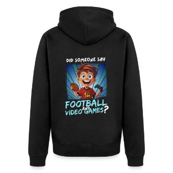 14. Geburtstag Football und Gaming für 14 Jährige - Unisex Premium Bio Zip Hoodie - Schwarz - Hinten - Nico (187cm)