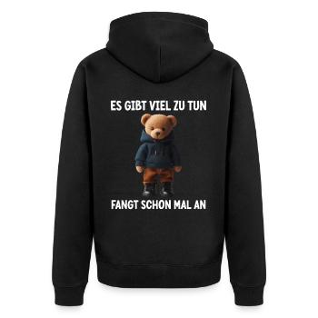 There's a lot to do Get started Teddy Bear - Unisex Premium Organic Zip Hoodie - black - Back - Nico (187cm)