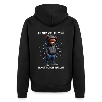 There's a lot to do Get started Teddy Bear - Unisex Premium Organic Zip Hoodie - black - Back - Nico (187cm)